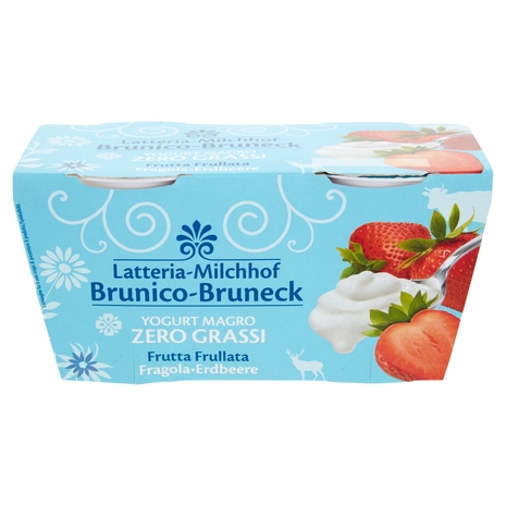 Latteria Brunico Yogurt Magro Zero Grassi Frutta Frullata Fragola 2 x 125 g